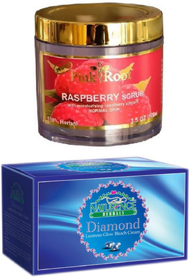 

Pink Root RASPBERRY SCRUB 100G WITH NATURENCE DIAMOND BLEACH 200G(Set of 2)
