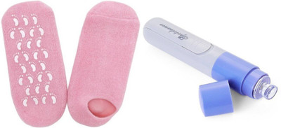 

Glowing Buzz Combo of Moisturizing Gel Socks, Soft Hypoallergenic Spa Gel Socks For Dry Feet And Ankles - Helps Repair Cracked Skincare Gel Therapy And Softens Feet and Handheld Facial Skin Cleansing Acne Suction Remover Tool/Blackheads Acne Remover/ Faci