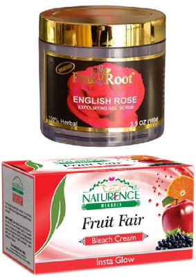 

Pink Root ENGLISH ROSE SCRUB 100G WITH NATURENCE FRUIT BLEACH 200G(Set of 2)