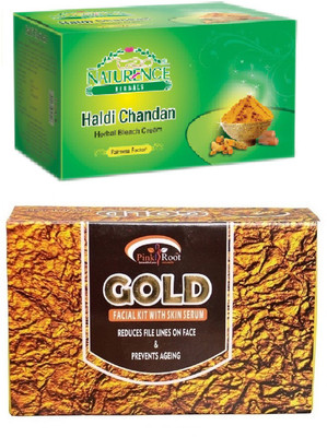 

Pink Root GOLD KIT 83G WITH NATURENCE HALDI CHANDAN BLEACH 200G(Set of 2)
