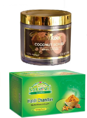 

Pink Root COCONUT SCRUB 100G WITH NATURENCE HALDI CHANDAN BLEACH 200G(Set of 2)