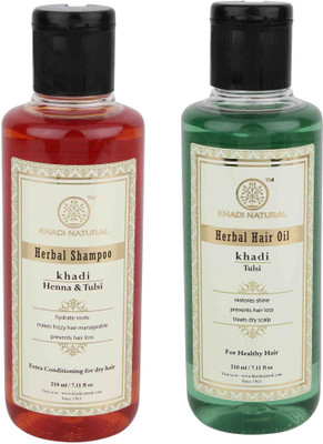 

Khadi Natural Khadi Combo - Henna Tulsi Shampoo + Tulsi Oil(Set of 2)
