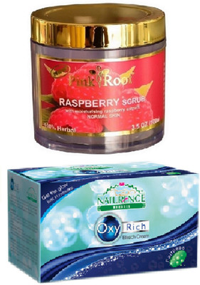 

Pink Root RASPBERRY SCRUB 100G WITH NATURENCE OXY RICH BLEACH 230G(Set of 2)