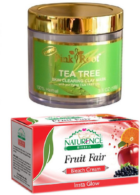 

Pink Root TEA TREE MASK 100G WITH NATURENCE FRUIT BLEACH 200G(Set of 2)