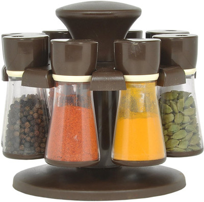 

magikware Brown Revolving Spice Rack 8pcs Container 1 Piece Condiment Set(Plastic)
