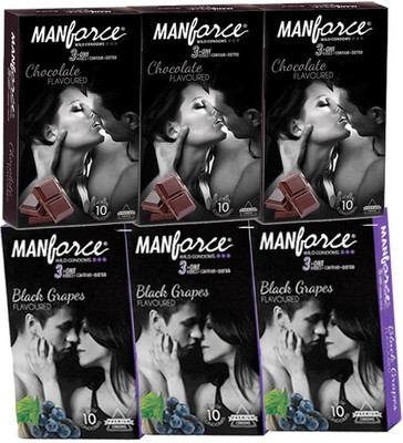 Manforce Condom Black Grape And Chocolate Condom(Set of 6, 60S)