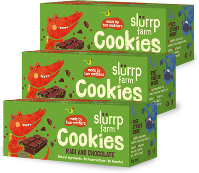 

Slurrp Farm Cookies: Ragi & Chocolate(225 g, Pack of 3)