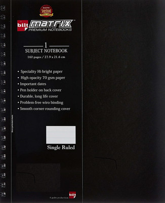

Bilt A4 Note Book(Matrix Premium Notebook Single Subject, Black)