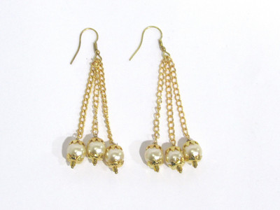 

SHREE MAULI CREATION Fancy Golden pearl Chain Earring Pearl Alloy Dangle Earring