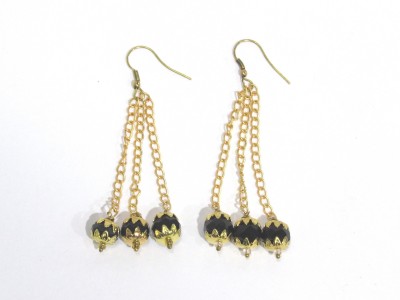 SHREE MAULI CREATION Black beads Chain Hoop Earring Pearl Alloy Drops & Danglers