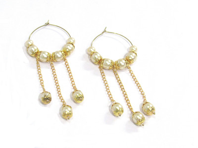 

SHREE MAULI CREATION Golden Fancy Pearl Round Hoops Earring Pearl Alloy Drop Earring