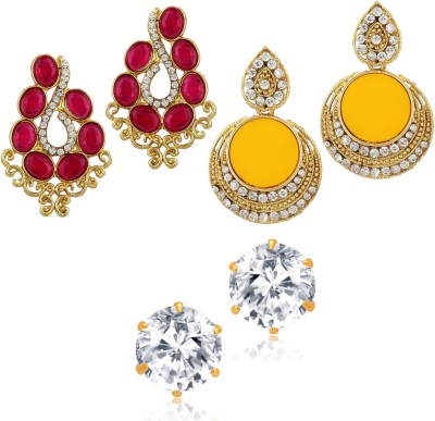 JEWELS GURU Diva Style Cubic Zirconia Alloy Drops & Danglers, Stud Earring, Earring Set, Chandbali Earring