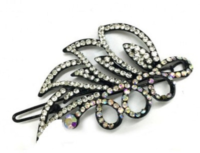 

Turqueesa White Pretty Stone Leaf Big Metal Hair Pin Clip Hair Clip(Silver, Black)