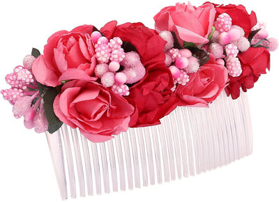 

Sanjog Gorgeous Red And Pink Flower Comb Clip For Women For Wedding/Party Hair Clip(Multicolor)