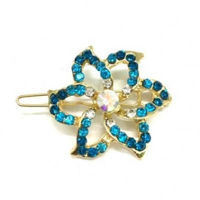 

Turqueesa Golden Blue Stone Flower Hair Pin Clip Tick Tak Style for Girls and Women Hair Clip(Blue)