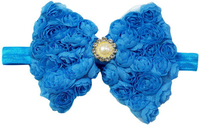 

Pinkblueindia Princess Flower Bow with Pearl Embellishment Head Band(Blue)
