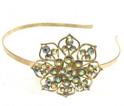 

Turqueesa Golden Metal Flower Beautiful Hair Band Hair Band(Gold)