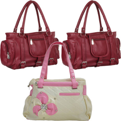 

Mountrex Hand-held Bag(Maroon, Beige), Beige;maroon