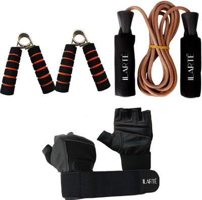

ILARTE Home Gym Combo Of Gripper Leather Skipping Rope & Gym Gloves Home Gym Combo(0 - 20 kg)