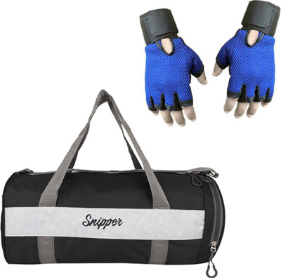 

Snipper Combo of Shoe Compartment Blue Bag and Black Gloves Gym & Fitness Kit