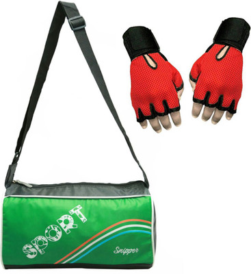 

Snipper Combo of Sport Bag Green And Red Gloves Gym & Fitness Kit