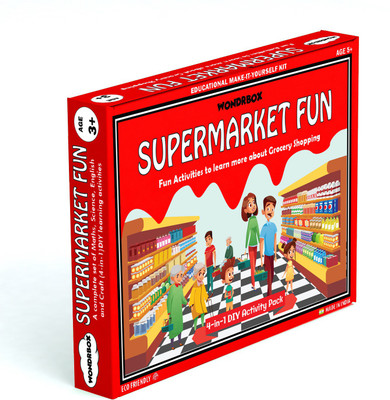 

WondrBox SuperMarket Fun - (4-in-1) DIY learning activities – Age 3+ Board Game