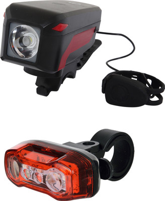 

Dark Horse Bicycle Front Light & Horn Feather Touch Red USB & Twin Eye Battery LED Front Rear Light Combo(Black)