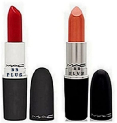 

MAC BB PLUS Imported Mac Lipstick Set Of 2, 24 Hr Stay Ulta Smooth Lipstick ( 6 g )(RED)