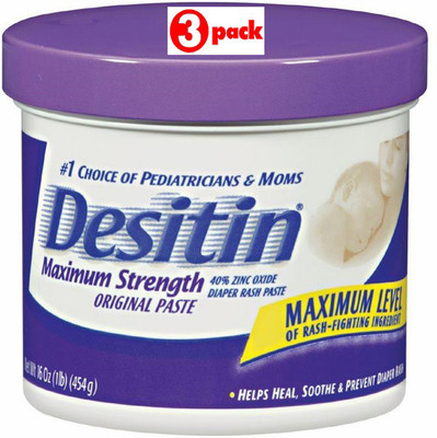 

Desitin Maximum Strength Original Nappy Cream - 454G (16oz) (Pack of 3)(1362 g)