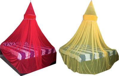 Creative Textiles Polyester Adults Washable Mosquito Net 119 Mosquito Net(Red, Ceiling Hung)