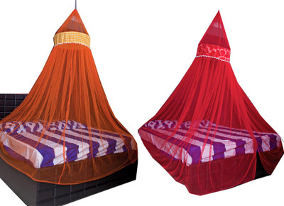 Creative Textiles Polyester Adults Washable Mosquito Net 108 Mosquito Net(Red, Ceiling Hung)