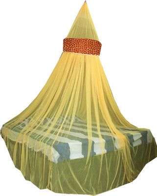 Creative Textiles Polyester Adults Washable UNIQUE Mosquito Net(Yellow, Ceiling Hung)