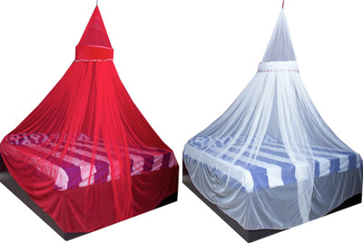 Creative Textiles Polyester Adults Washable Mosquito Net 106 Mosquito Net(Red, Ceiling Hung)