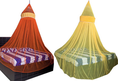 Creative Textiles Polyester Adults Washable Mosquito Net 102 Mosquito Net(Yellow, Ceiling Hung)