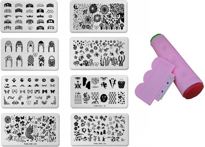 

SYGA Style-1 Set of 8 Nail Plates Nail Art Image Stamping Plates Nail Sticker(Silver)