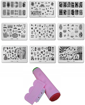 

SYGA Style-2 Set of 9 Nail Plates Nail Art Image Stamping Plates Nail Sticker(Silver)