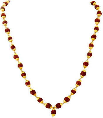 

vastughar Origional 6mm Natural Rudraksha Japa Mala Wood Chain Gold-plated Plated Alloy Chain