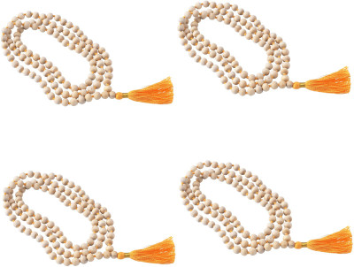 

pushpasale White Tulsi Mala 108+1 Beads For Wear and Japa Wood Chain