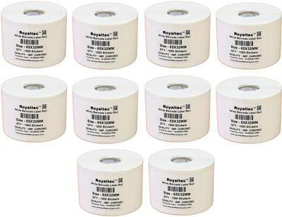 

Royaltec 65X32MM Barcode Labels Premium Quality Set of 10 Self-adhesive Paper Label(White)