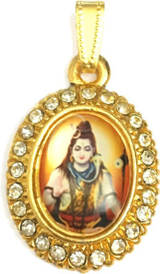 

Devoik Handmade Gold Plated Shiv Ji Locket Stone Studded Shiva Shankar God Pendant Gold-plated Cubic Zirconia Alloy Pendant