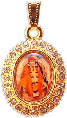 

Devoik Handmade Gold Plated Sai Baba Ji Locket Stone Studded Saibaba God Pendant Gold-plated Cubic Zirconia Alloy Pendant