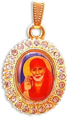 

Devoik Handmade Gold Plated Sai Baba Ji Locket Stone Studded Saibaba God Pendant Gold-plated Cubic Zirconia Alloy Pendant