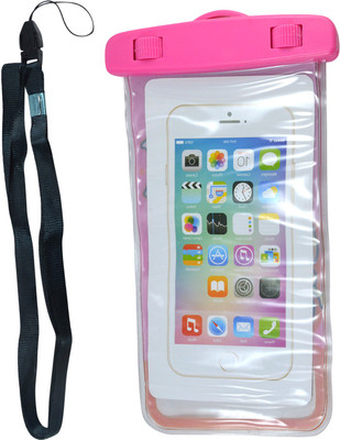 

Saamarth Impex Pink Color Striped Plastic Transparent Waterproof Phone Holder Pouch With Strip Mobile Pouch(Pink)