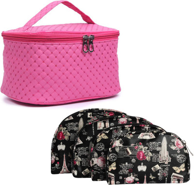 

MPK PERFECT CP-COM-PK-4IN1BK Cosmetic Bag(Pink, Black), Black;pink