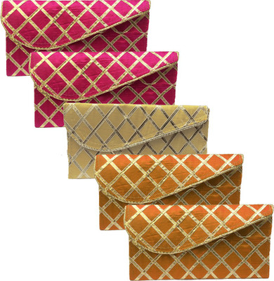 

Shubh Shagun Wedding Birthday Anniversary Money Pouch(Pink, Orange, Beige), Beige;orange;pink