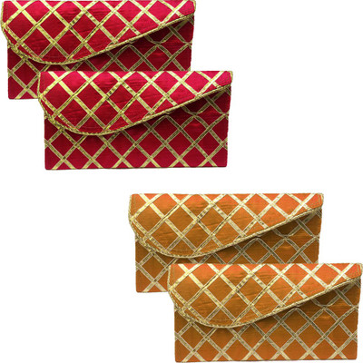 

Shubh Shagun Wedding Birthday Anniversary Money Pouch(Red, Orange), Orange;red