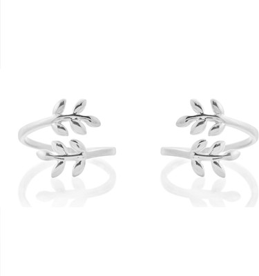 

SilverDew Plain Metal Toe Rings For Girls Beautiful Leaf Design Adjustable Sterling Silver Cubic Zirconia Rhodium Plated Toe Ring, White
