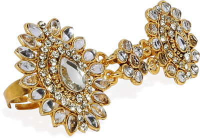 

Zaveri Pearls Dual Finger Zinc Gold-plated Plated Ring