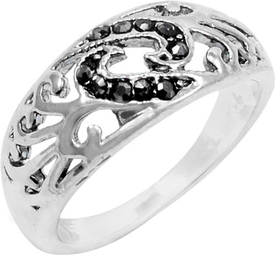 

Silvesto India Stone Crystal Silver Plated Ring, Black