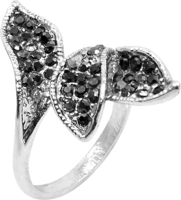 

Silvesto India Stone Crystal Silver Plated Ring, Black